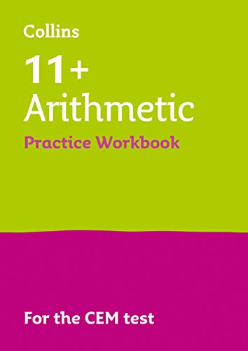 Green and purple cover of an 11+ Arithmetic practice workbook.
