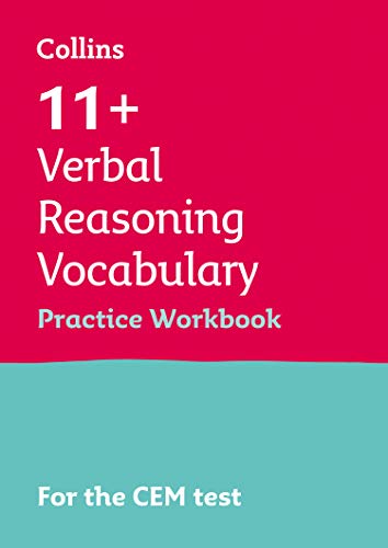 Red and teal cover of “Collins 11+ Verbal Reasoning Vocabulary Practice Workbook”.