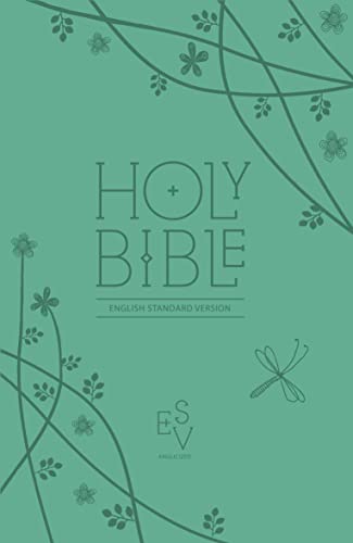 Teal compact Bible with floral design and dragonfly illustration.