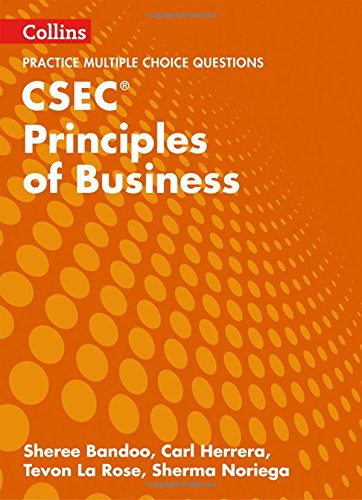 Orange textbook cover with "CSEC Principles of Business" title and authors’ names.