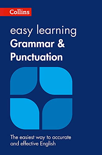 Blue book cover with white text: "easy learning Grammar & Punctuation".
