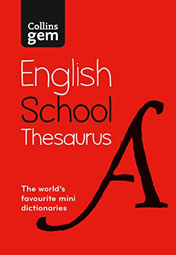 Red cover of a small Collins Gem English school thesaurus book.