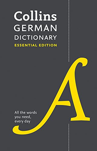 Collins German dictionary cover with a large yellow letter "A".