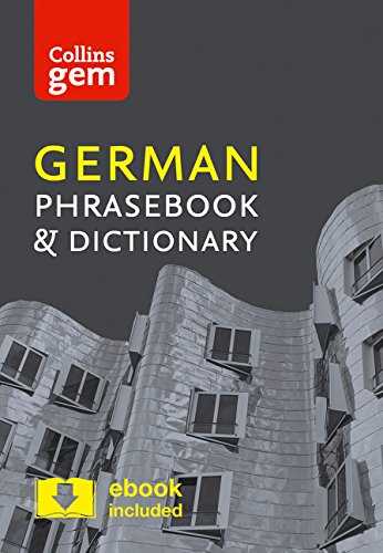 Collins Gem German phrasebook and dictionary cover with building image.