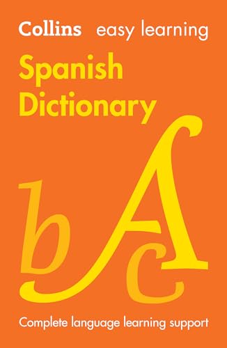Orange cover of "Collins Easy Learning Spanish Dictionary" with large letter A.