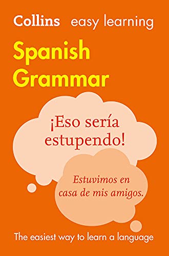 Orange book cover with “Spanish Grammar” title and a speech bubble.