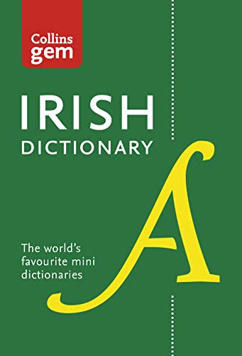 Green cover of “Irish Dictionary” with a large gold letter A.