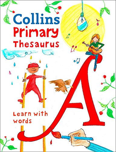 Colorful illustrated cover of a children’s thesaurus with letter “A”.