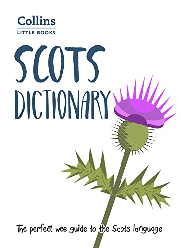 Cover of “Scots Dictionary” featuring thistle illustration and white background.