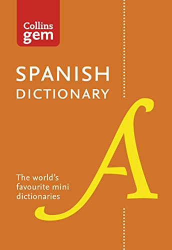 Orange cover of Collins Gem Spanish Dictionary with a large letter "A".
