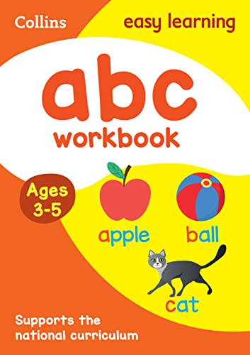 ABC workbook cover with apple, ball, and cat illustrations.