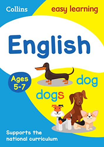 Book cover with “English” title, dogs, and age range 5-7.