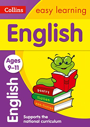 Collins Easy Learning English workbook with a cartoon caterpillar reading.