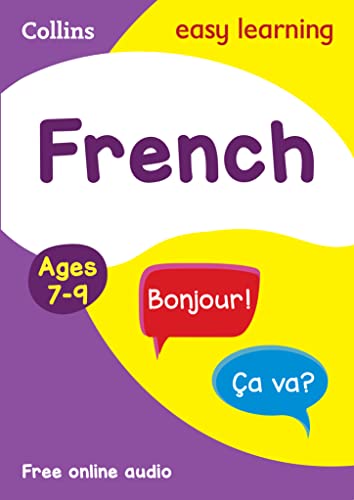 Cover of “French” language learning book for ages 7-9 with speech bubbles.