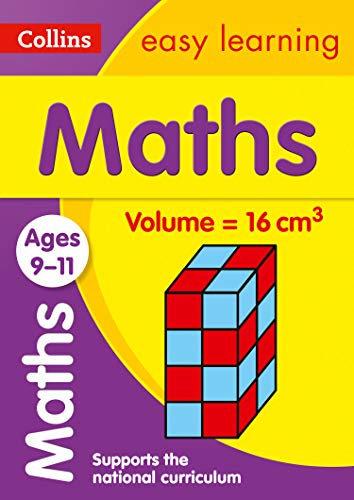 Collins Easy Learning Maths book cover, ages 9-11, with a cube illustration.