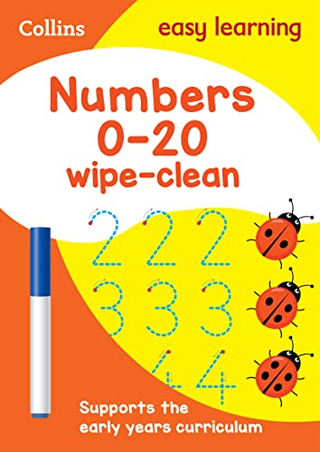 Numbers 0-20 wipe-clean activity book with tracing practice and ladybugs.