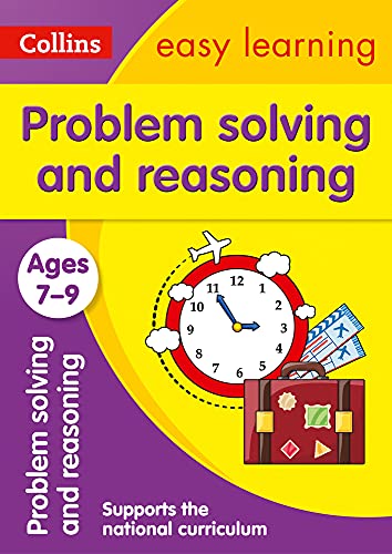 Book cover with clock, airplane, and suitcase, titled “Problem solving and reasoning”.