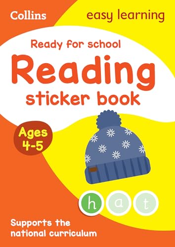 Children's reading sticker book cover with a blue winter hat and letters.