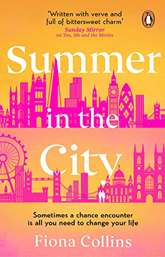 Book cover: “Summer in the City” with a pink London skyline.