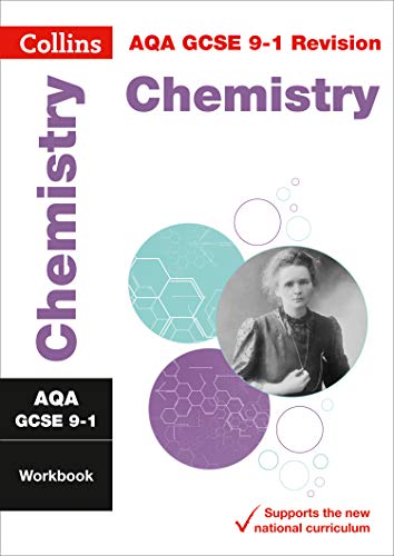 Chemistry workbook cover with Marie Curie portrait and geometric design.