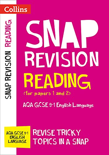 Pink revision guide cover for AQA GCSE English Language reading.