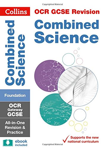 Blue and white textbook cover for GCSE Combined Science Foundation revision.