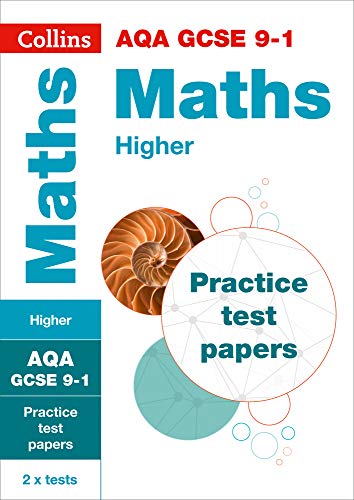 Collins GCSE Maths Higher practice test papers cover with nautilus shell.