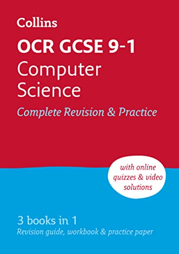 Red and blue book cover for OCR GCSE Computer Science revision.