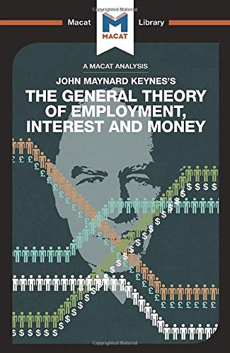 Book cover for Keynes’ “The General Theory” with silhouetted figures and currency.