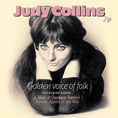 Judy Collins album cover featuring a black-and-white portrait of her with pink text overlay.