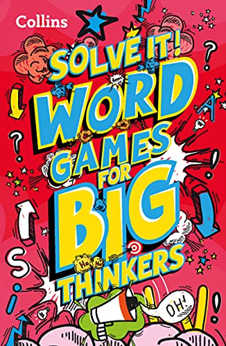 Book cover for Word Games for Big Thinkers with colorful comic-style graphics and text.