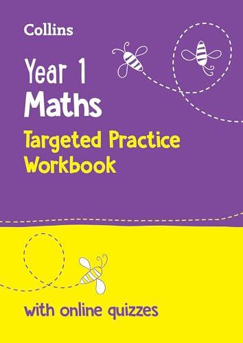Purple and yellow workbook cover with "Year 1 Maths" and bee illustrations.