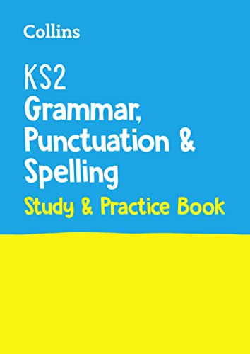 Blue and yellow KS2 grammar, punctuation, and spelling study book cover.