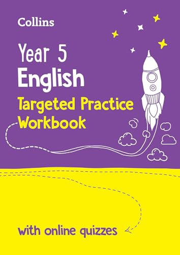 Purple and yellow workbook cover featuring a white rocket ship and stars.