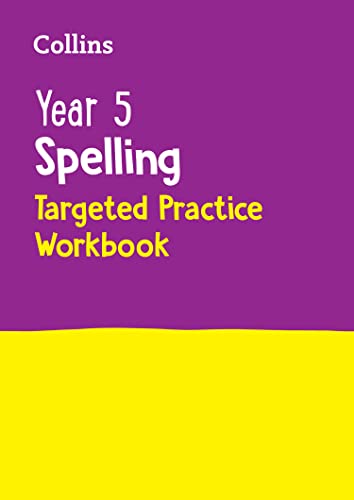 Purple and yellow workbook cover with “Year 5 Spelling” text.