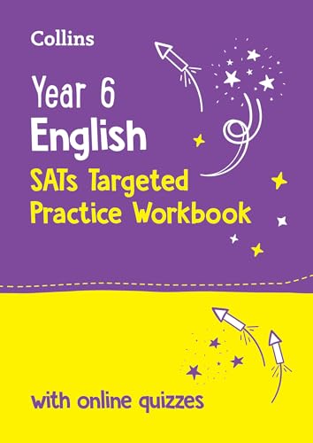 Purple and yellow workbook cover for Year 6 English SATs practice.