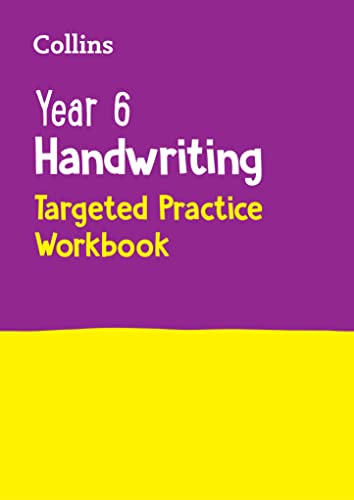 Purple and yellow cover of a Year 6 handwriting practice workbook.