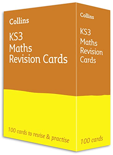 Orange and yellow box of Collins KS3 Maths Revision Cards.