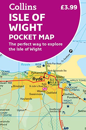 Isle of Wight pocket map showing roads, towns, and points of interest.