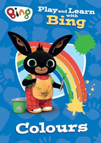 Bing the bunny painting a rainbow, book cover for learning colours.