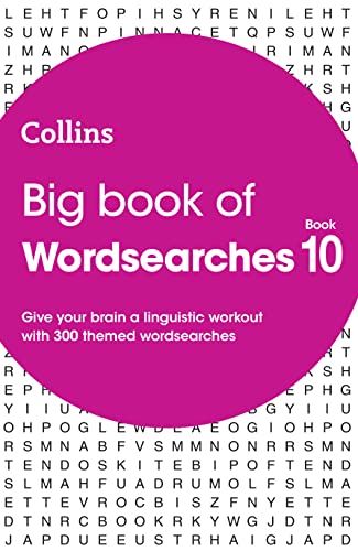 Purple book cover with white text: "Big Book of Wordsearches 10".