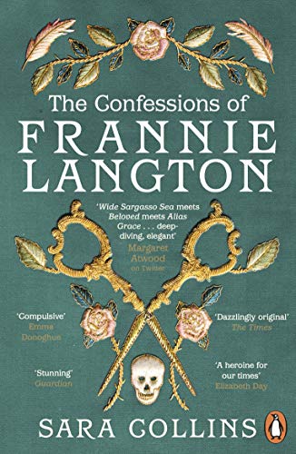 Book cover with ornate gold frame, flowers, and a skull illustration.