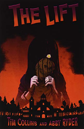 Book cover: ghostly figure holding a stitched face, haunted hotel below.