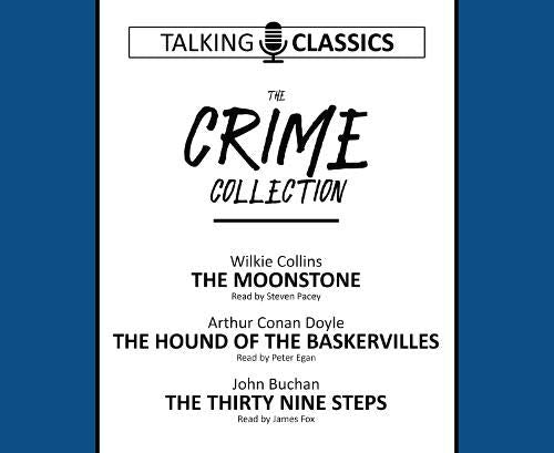 Blue and white book cover featuring the title "The Crime Collection" and author names.