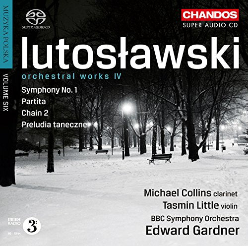 CD cover for Lutosławski’s orchestral works, featuring a snowy park scene.