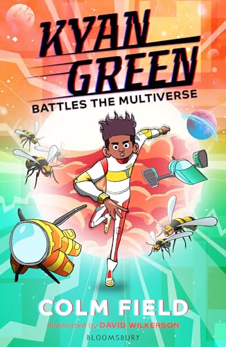 Boy superhero Kyan Green fights bees and robots in a colorful, dynamic scene.