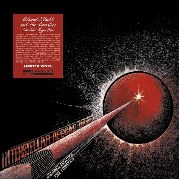 Vinyl record cover: dark space scene with a red planet and text.