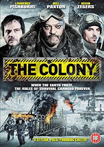 DVD cover for “The Colony” featuring three men in winter gear.