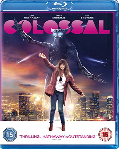 Colossal" Blu-ray cover featuring a woman and a giant monster over a city.