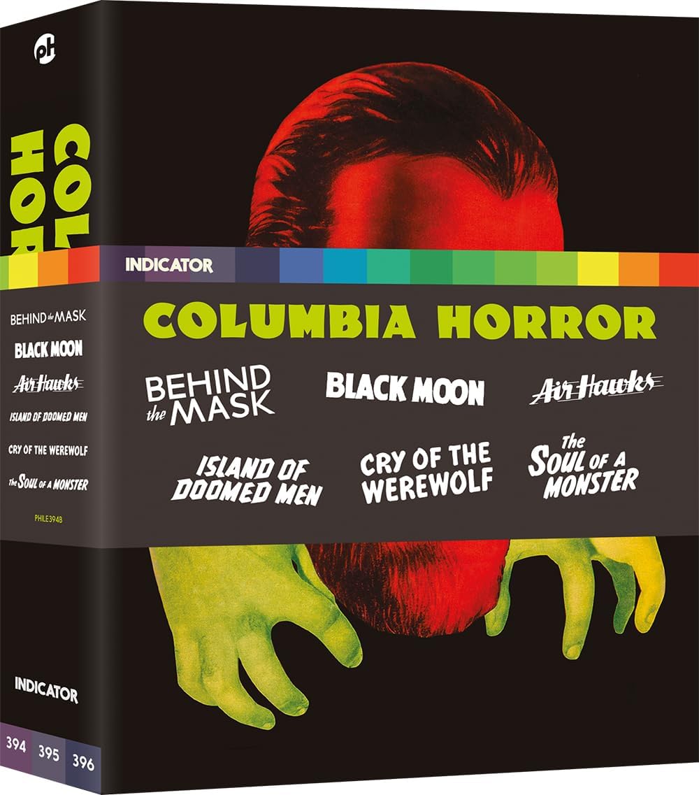 Blu-ray cover for “Columbia Horror” featuring a distressed face and hands.